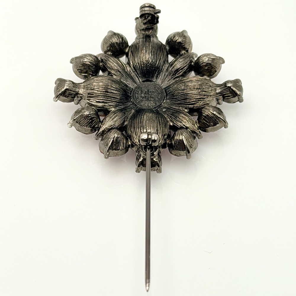 Rare Vintage Givenchy Pink Purple Crystal Luxury Brooch 1.75” Signed EUC - Picture 5 of 16